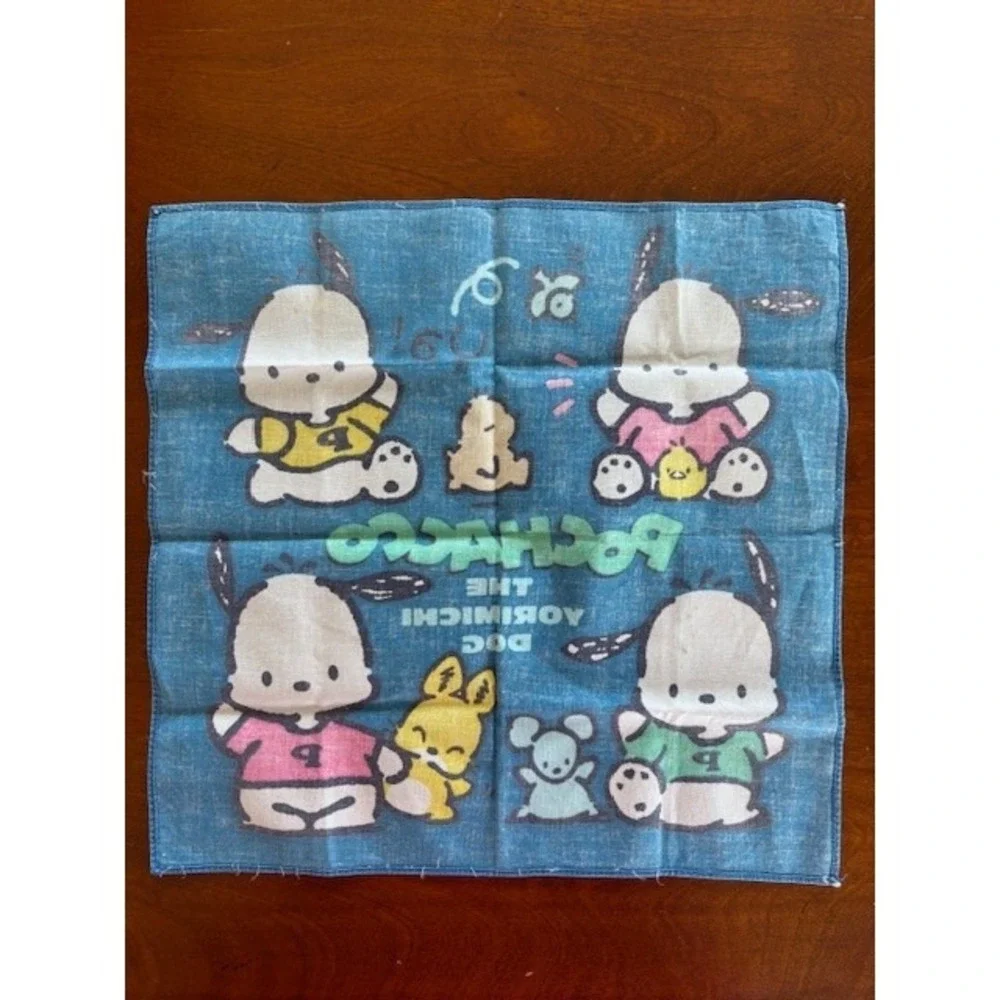 Vintage Sanrio Pochacco The Yorimichi Dog Blue Handkerchief Cotton‎ 11.5